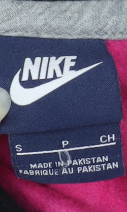 Nike Women's Pink Black Logo Pullover Hoodie Size S