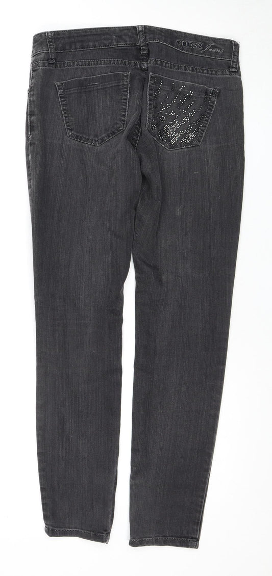 Guess Women's Black Skinny Jeans Size 8 Stretch Rhinestone