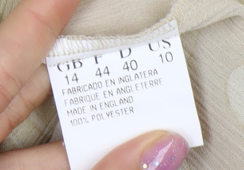 Jacques Vert Women's Beige Geometric Blouse Size 14