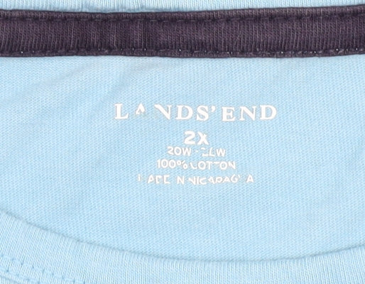 Lands' End Women's Blue Cotton 2XL Long Sleeve T-Shirt