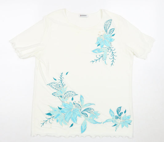 Womens UK Size 12 Damart White Basic T-Shirt