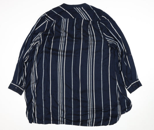 Anthology Women's Blue Striped Button-Up Shirt UK 24