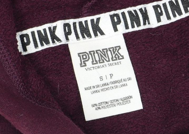 PINK Women's Purple Full Zip Hoodie, S, Sequin Accents