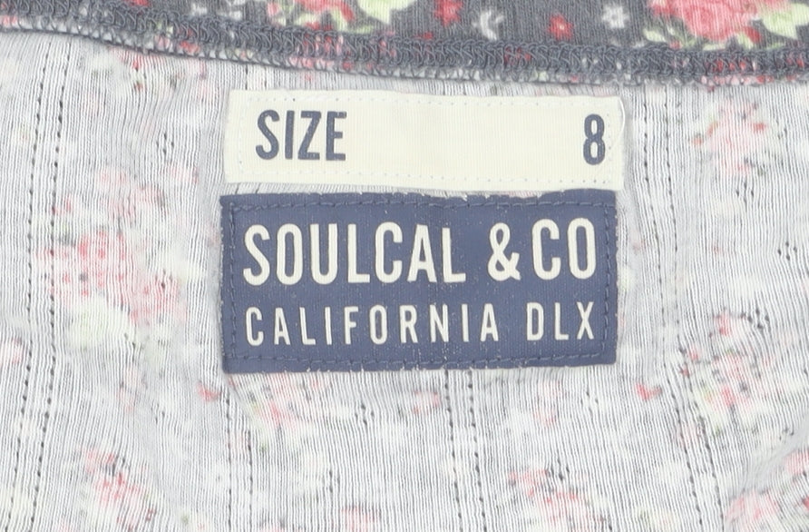 Womens UK Size 8 Soulcal & Co Multicoloured Cropped T-Shirt