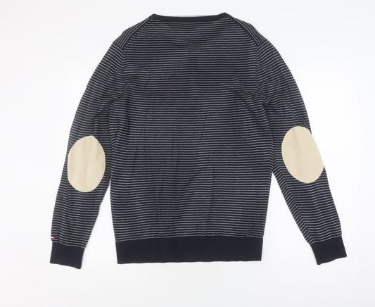 Tommy Hilfiger Men's Blue M Henley Striped Jumper