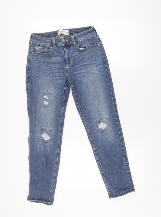 Additional front view of Abercrombie & Fitch Teens Blue Boyfriend Jeans, size 13-14