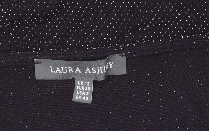 Laura Ashley Black Women's Blouse, Size 12, 3/4 Sleeve, Cowl Neck