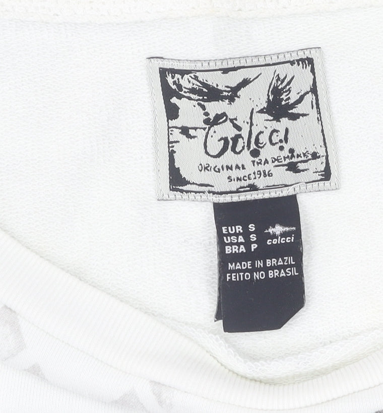 Colcci Women's White Graphic Print Pullover Sweatshirt S