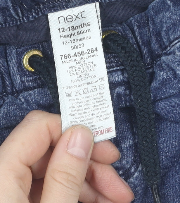 Next Blue Unisex Jogger Trousers, 12-18 Months, Elastic Waist