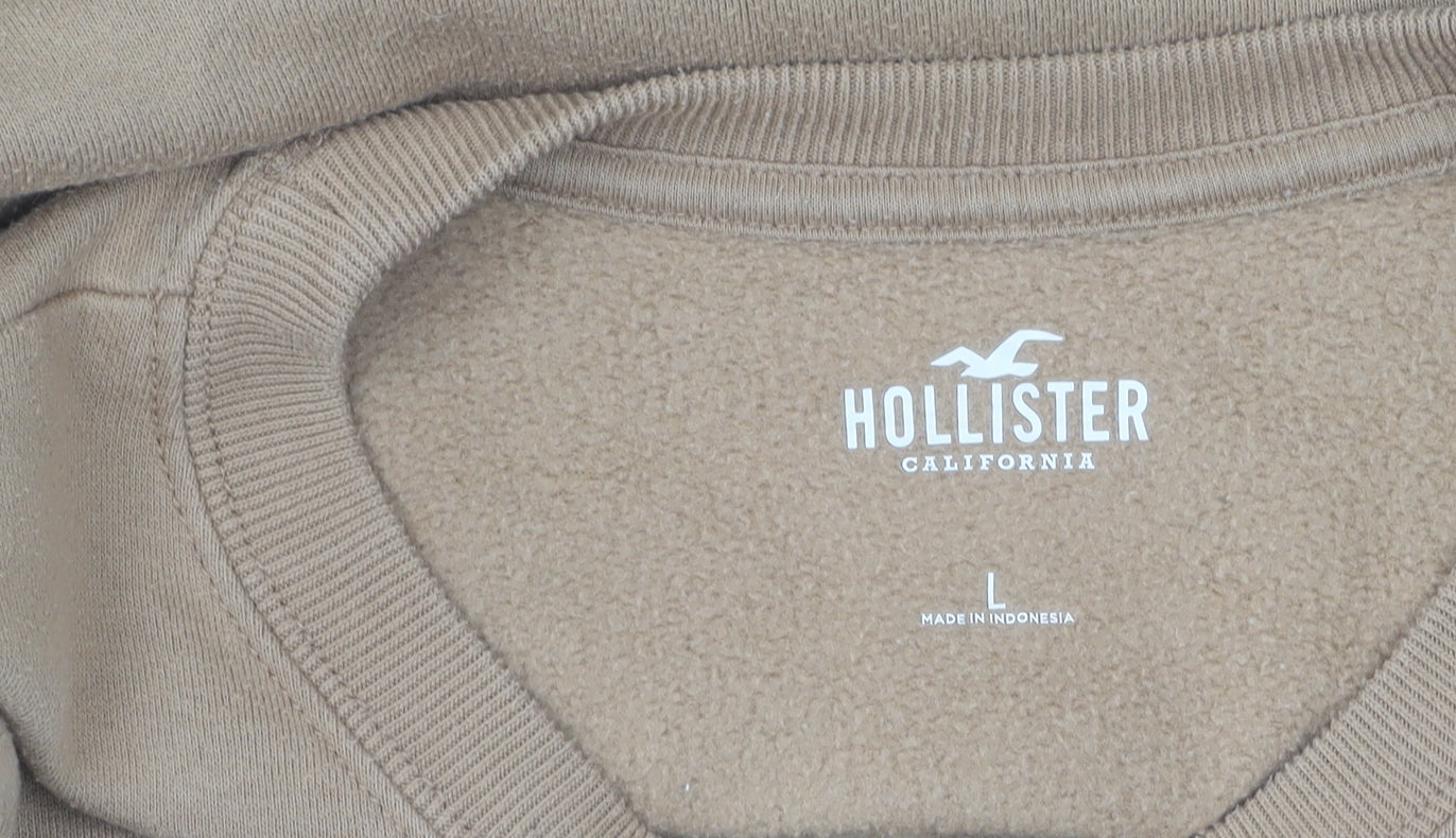 Unisex Adults UK Size L Hollister Brown Pullover Sweatshirt