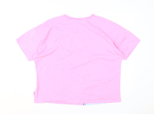 George Stitch Women's Pink T-Shirt L, Casual Cartoon