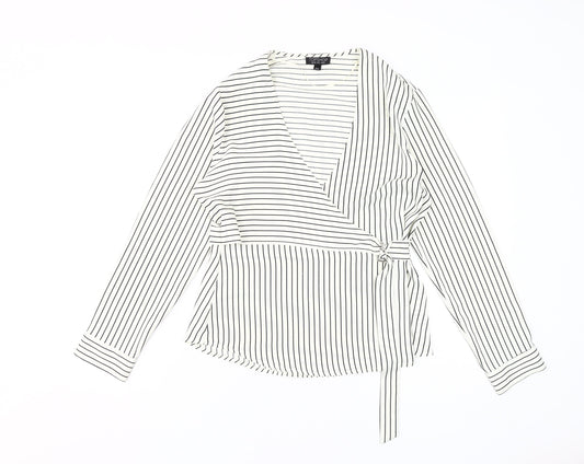 Womens UK Size 10 Topshop White Wrap Blouse