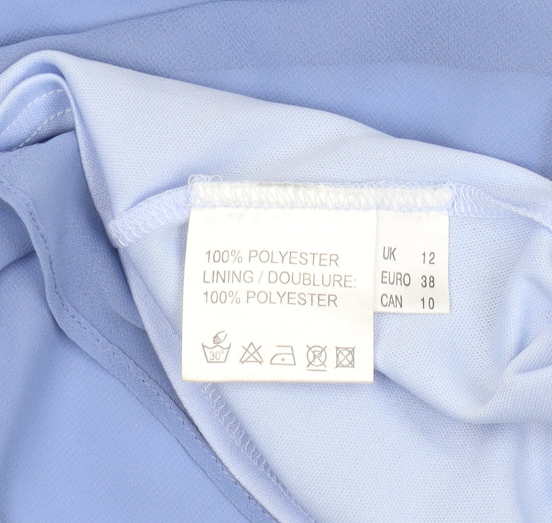 Jacques Vert Women's Blue Embroidered Cowl Neck Blouse