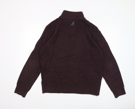Kangol Men's Brown Henley Jumper, Size L - Acrylic, Autumn/Winter