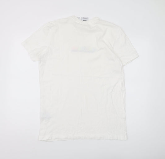 Adidas Men's White L T-Shirt, Short Sleeve, Logo Accent