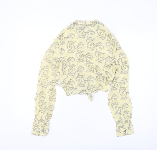Womens UK Size 8 Topshop Yellow Cropped Button-Up