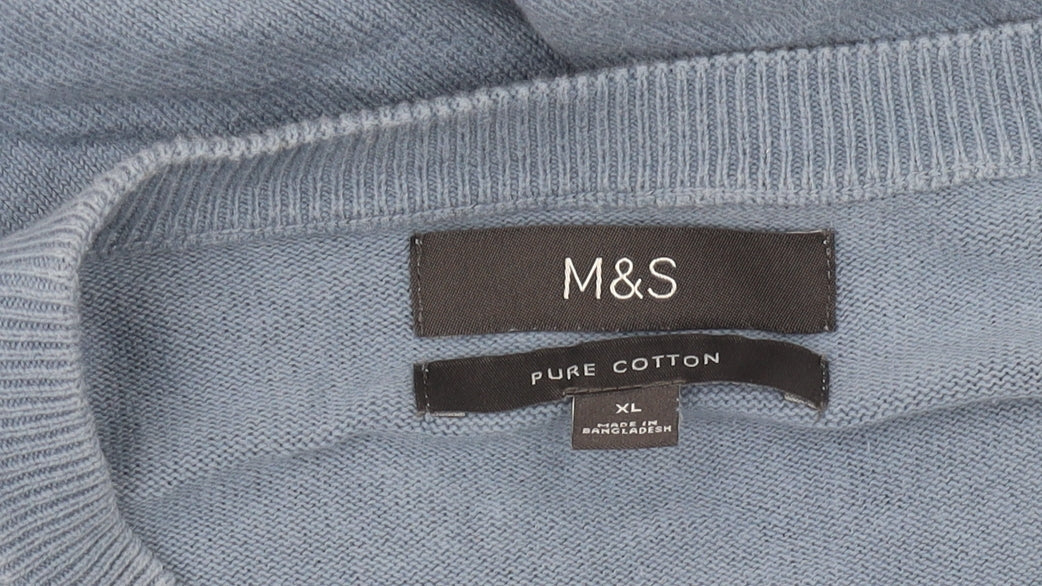 Marks and Spencer Men's Blue XL Pullover Jumper