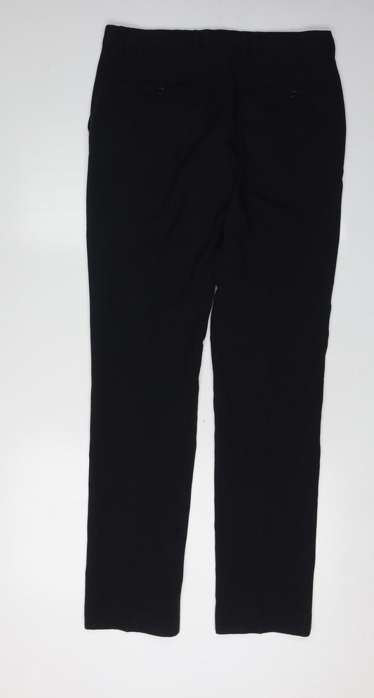 Next Men's Black Trousers, Size L, Straight Leg