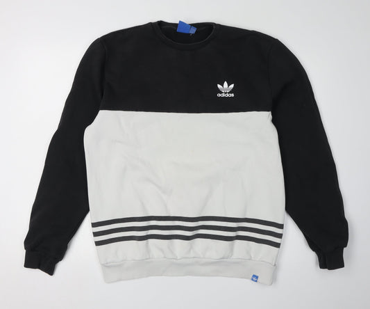 Additional front view of Adidas Black M Colourblock Logo Sweatshirt unisex