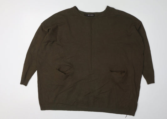 Womens UK Size One Size QED London Green Pullover Jumper