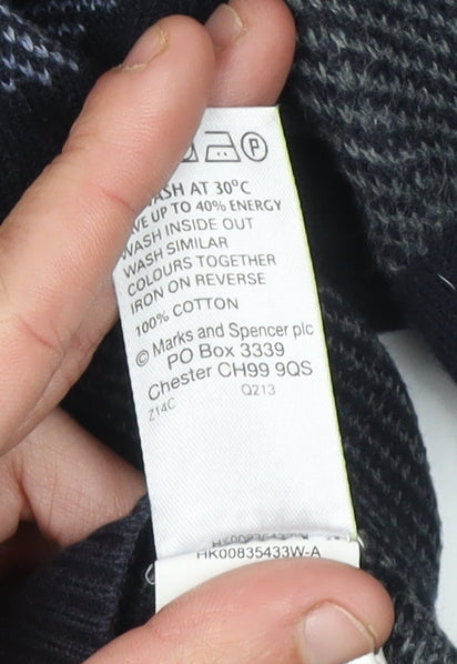 Marks and Spencer Men's Black Striped Pullover Jumper