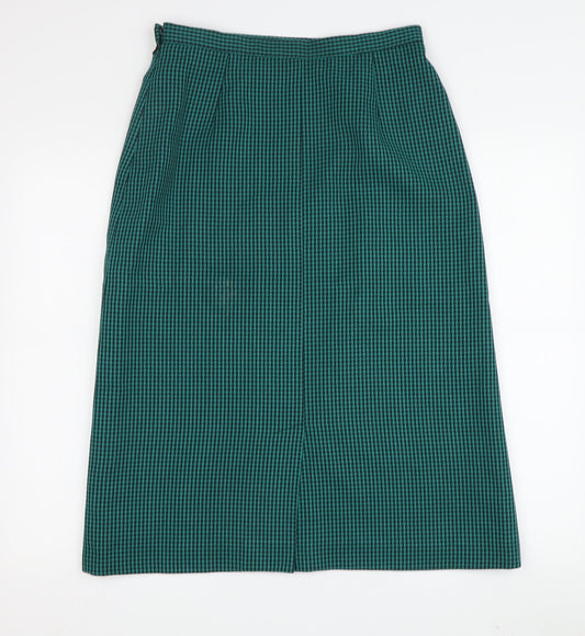 Eastex Women's Green Check Midi Skirt Size 14