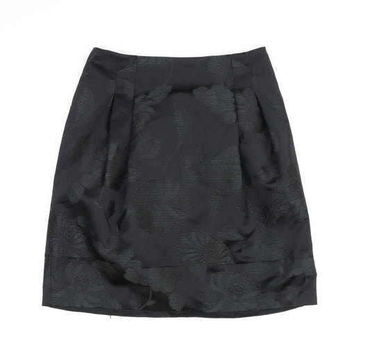 Additional front view of Karen Millen Black Pencil Skirt, size 8, Floral
