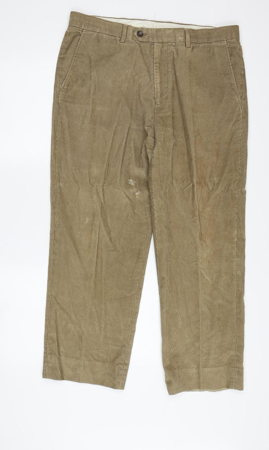 Mens UK Size 34 Austin Reed Regular Fit Casual Brown Trousers