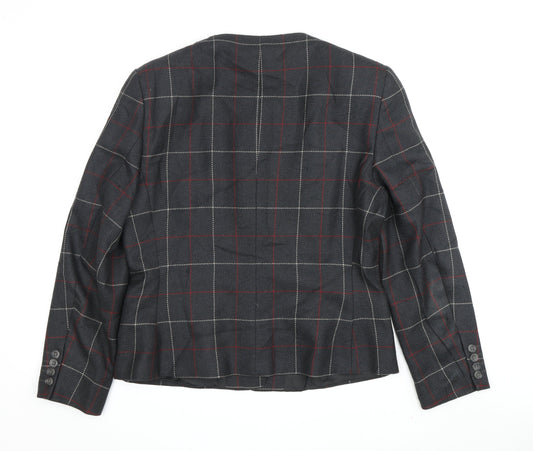 Austin Reed Women's Grey Check Wool Blazer, Size 12, Classic