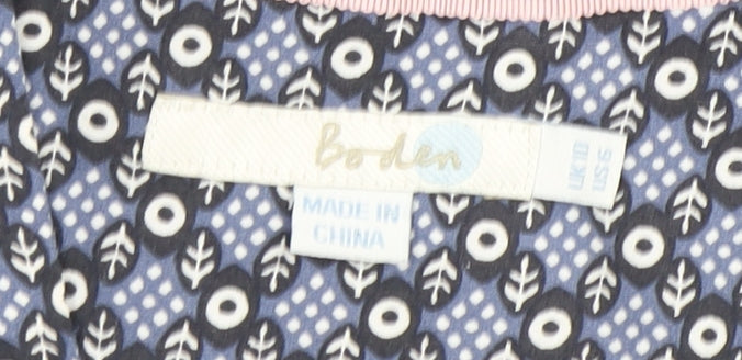 Boden Women's Blue Floral Blouse, Size 12, V-Neck, Casual