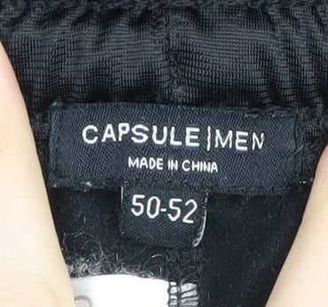 Capsule Men’s Black Track Pants, Size 50-52, Elastic Waist