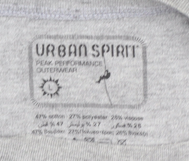 Urban Spirit Grey Men's Long Sleeve T-Shirt, Size Regular