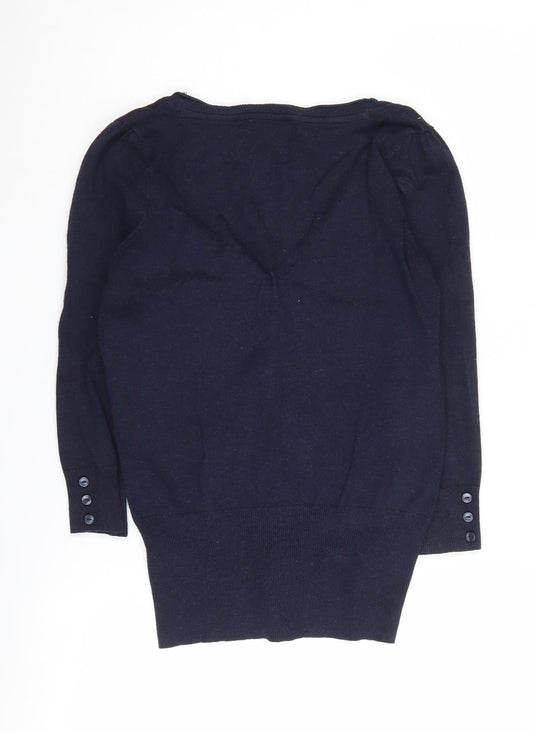 Womens UK Size 8 Red Herring Blue Cardigan Jumper