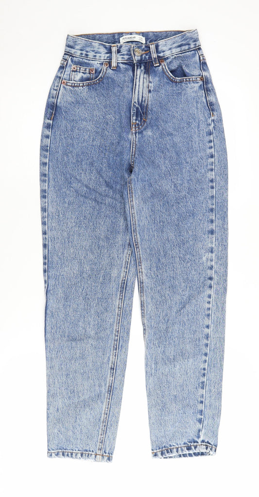 Womens UK Size 4 Pull&Bear Regular Fit Straight Blue Jeans