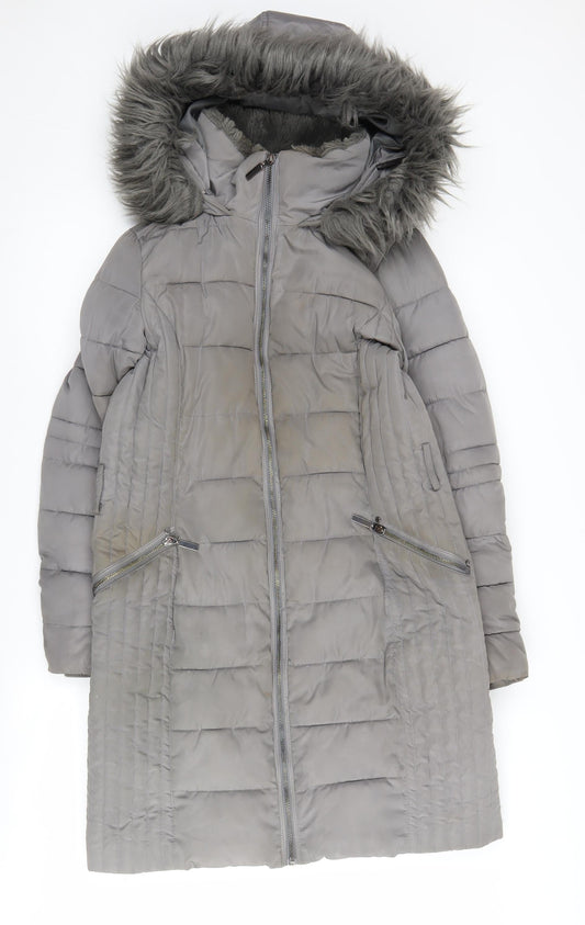 Womens UK Size S Wallis Grey Puffer Jacket