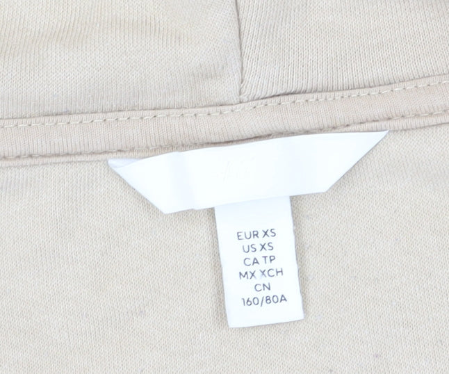 H&M Women's Beige XS Full Zip Hoodie with Hood