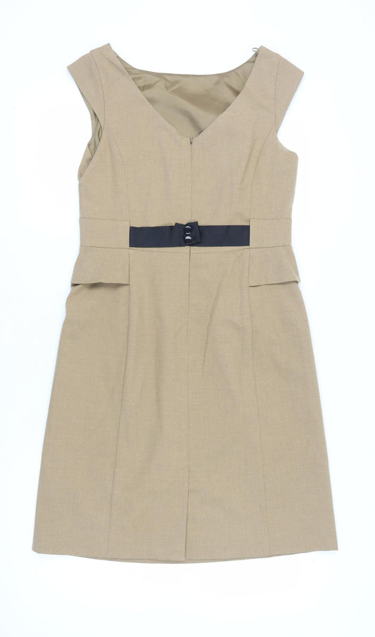 Laura Ashley Women's Beige Shift Dress Size 14