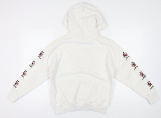 Tommy Jeans Men's White Pullover Hoodie, Medium