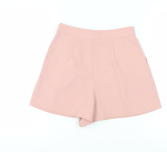 Topshop Women's Pink Chino Shorts, UK 10, Pleated