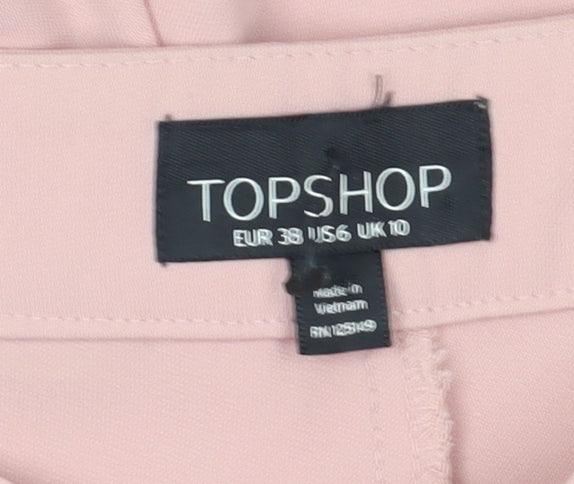 Topshop Women's Pink Chino Shorts, UK 10, Pleated