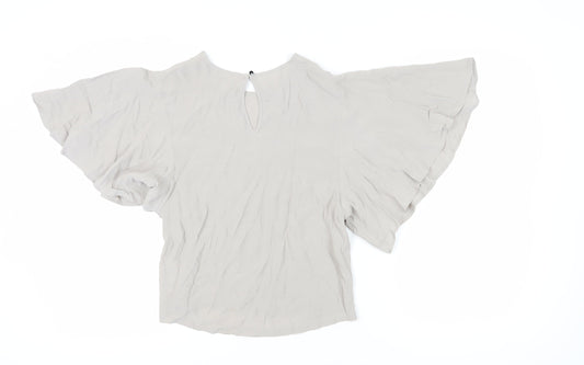 Womens UK Size 8 Apricot Beige Tunic Blouse