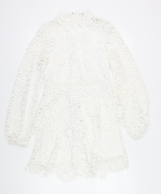 Additional front view of Missguided Women’s White Lace Dress, size UK 8