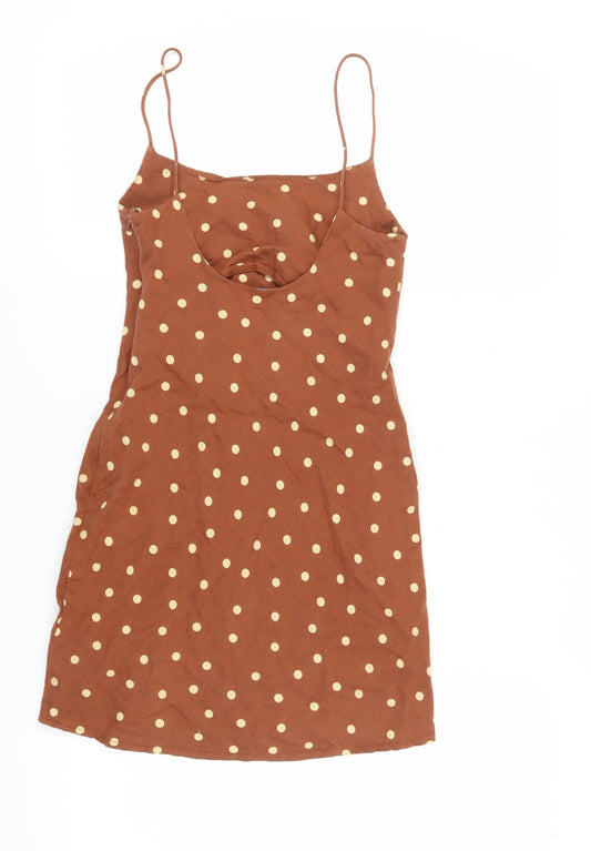 ASOS Design Women's Brown Polka Dot Slip Dress Size 4