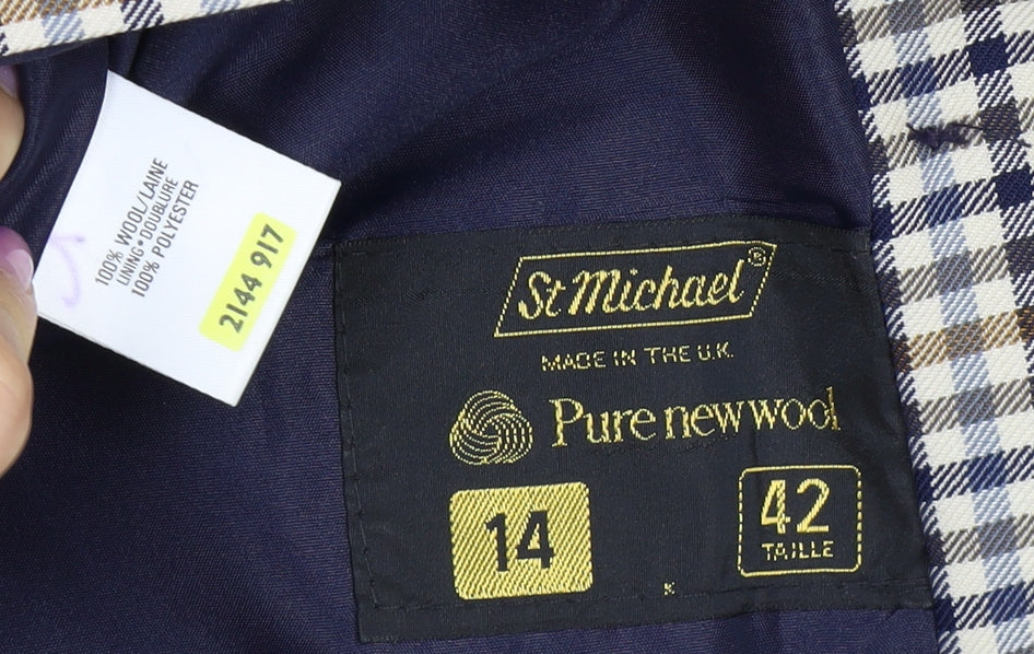 St Michael Women's Multicoloured Wool Blazer, Size 14