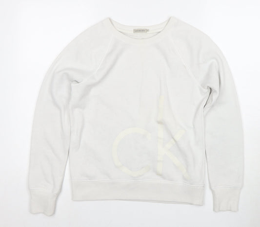 Womens UK Size S Calvin Klein Jeans White Pullover Sweatshirt