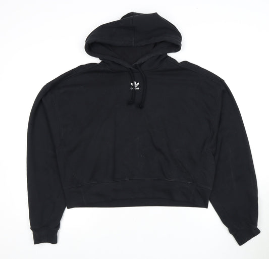 Additional front view of Adidas Women's Black Pullover Hoodie, size 14, Regular Fit