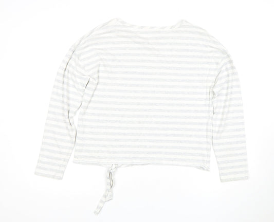 Guess Women's White Striped Cropped T-Shirt, Size M