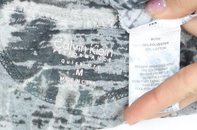 Calvin Klein Women's Grey Sleeveless Sequin T-Shirt M