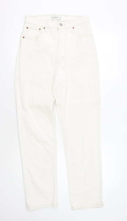 Womens UK Size 8L Abercrombie & Fitch Straight Ivory Jeans