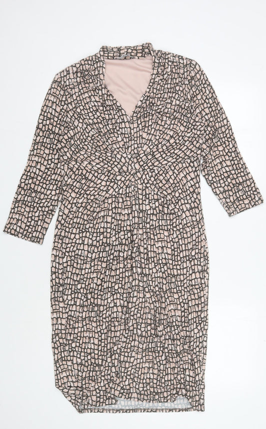 Additional front view of Laura Ashley Pink Geometric Sheath Dress, size 12